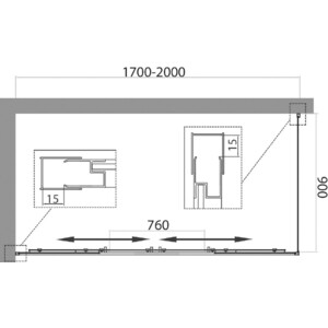 Душевой уголок BelBagno Unique AH-21 200-170х90 прозрачный, хром (UNIQUE-AH-21-170/200-90-C-Cr)