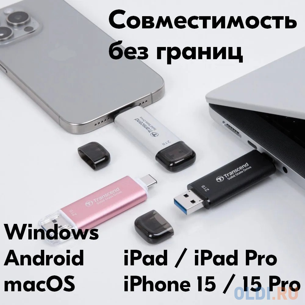 Накопитель SSD Transcend USB-C 2TB TS2TESD310S серебристый USB-A