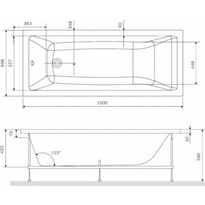 Акриловая ванна Am.Pm Gem 150х70 (W93A-150-070W-A)