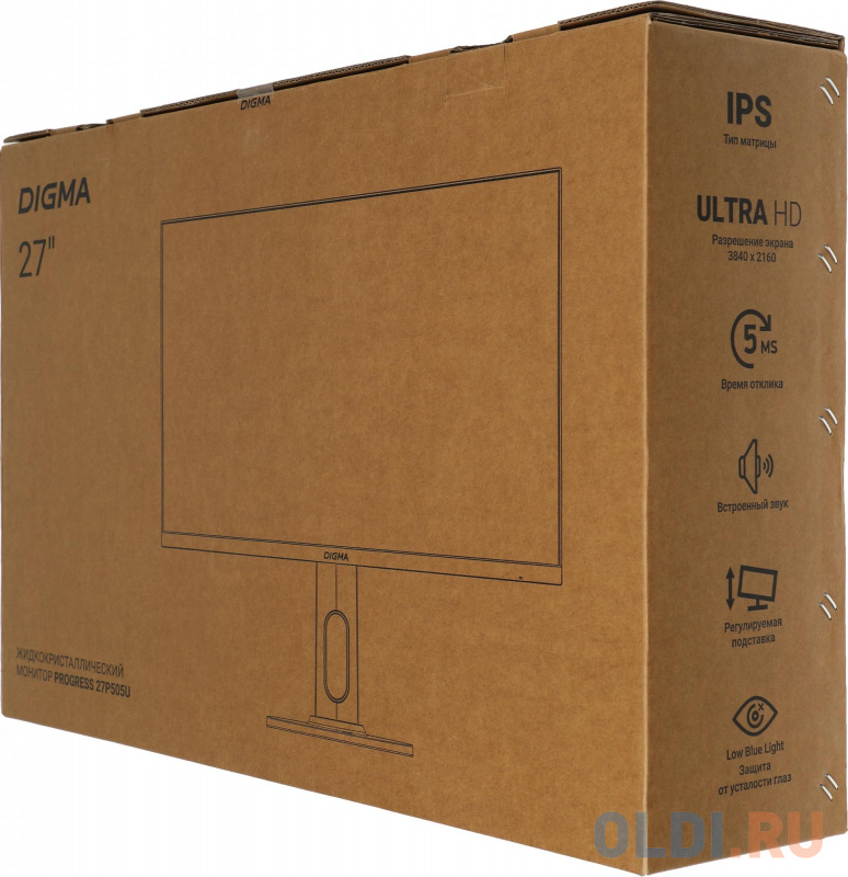 Монитор Digma 27" Progress 27P505U черный IPS LED 5ms 16:9 HDMI M/M матовая HAS Piv 350cd 178гр/178гр 3840x2160 60Hz FreeSync DP 4K 6.05кг в Москвe