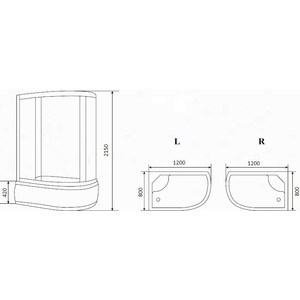 Душевая кабина Timo Eco TE-0720 R 120х80х218 правая, стекло матовое (TE-0720R)