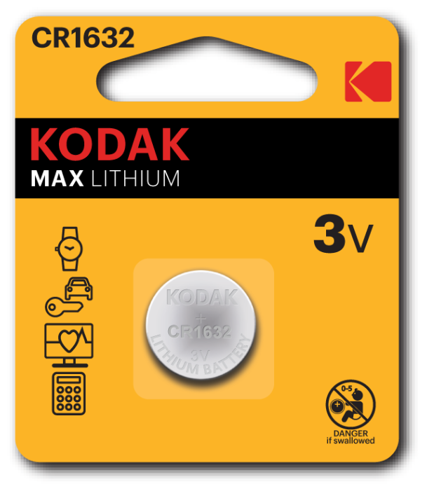 Батарея Kodak MAX, CR1632, 3V, 1шт.