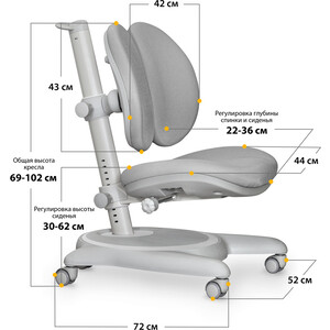 Детское кресло Mealux Ortoback Duo Grey обивка серая (Y-510 G) в Москвe