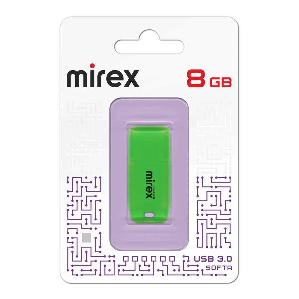 Флешка 8Gb USB 3.0 Mirex Softa 13600-FM3SGN08, зеленый (13600-FM3SGN08)