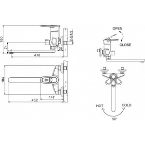 Смеситель для ванны Bravat Loop универсальный (F6124182CP-02L-RUS)