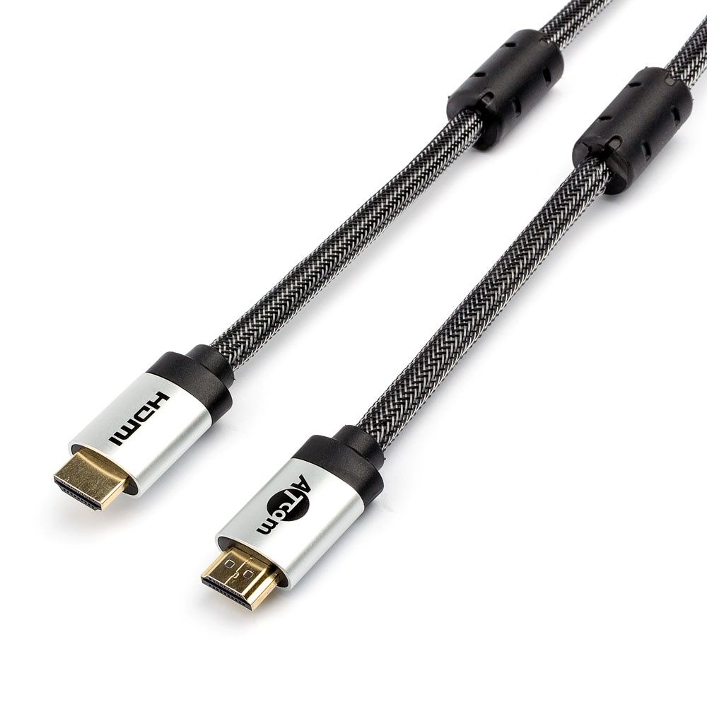 Кабель Atcom HDMI-HDMI v2.0 3,0м (HIGH speed, Metal gold, в оплетке , блистер)