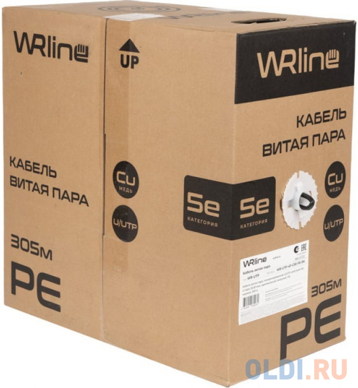 Кабель информационный WRline WR-UTP-4P-C5E-PE-BK кат.5E U/UTP 4X2X24AWG PE внешний 305м черный