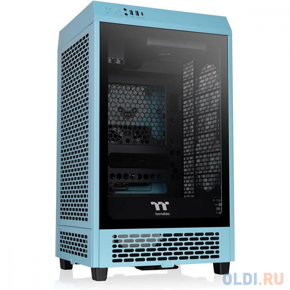 Корпус Thermaltake The Tower 200 Turquoise /Turquoise/Win/SPCC/Tempered Glass*1/CT140 Fan*2/Color Box в Москвe