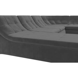 Модульный диван Лига Диванов Холидей велюр серый п-образный