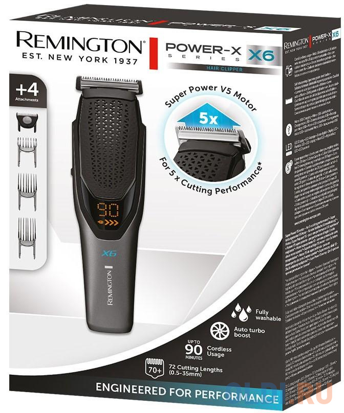 Машинка для стрижки волос Remington POWER X SERIES X6 серый чёрный