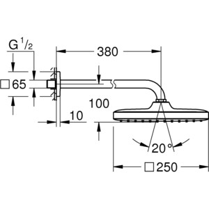 Верхний душ Grohe Tempesta 250 Cube с кронштейном, хром (26682000) в Москвe