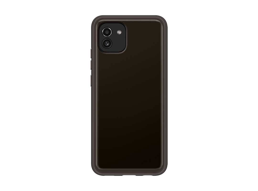 Чехол (клип-кейс) Samsung Galaxy A03 Soft Clear Cover черный (EF-QA035TBEGRU)