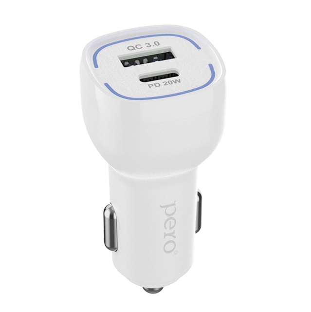 Зарядное устройство Pero AC05 USB-A QC3.0 + USB-C PD 38W White AC05WH в Москвe