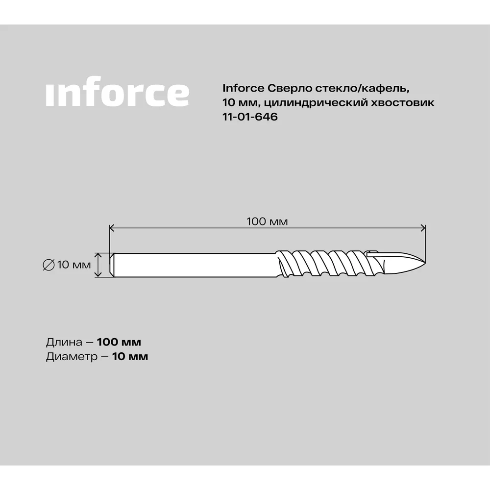 Сверло по стеклу, кафелю Inforce