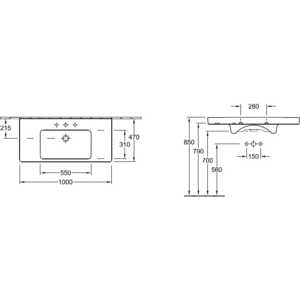 Раковина мебельная Villeroy Boch Subway 2.0 100х47см с 1 отв белый альпин (7175 A001) в Москвe