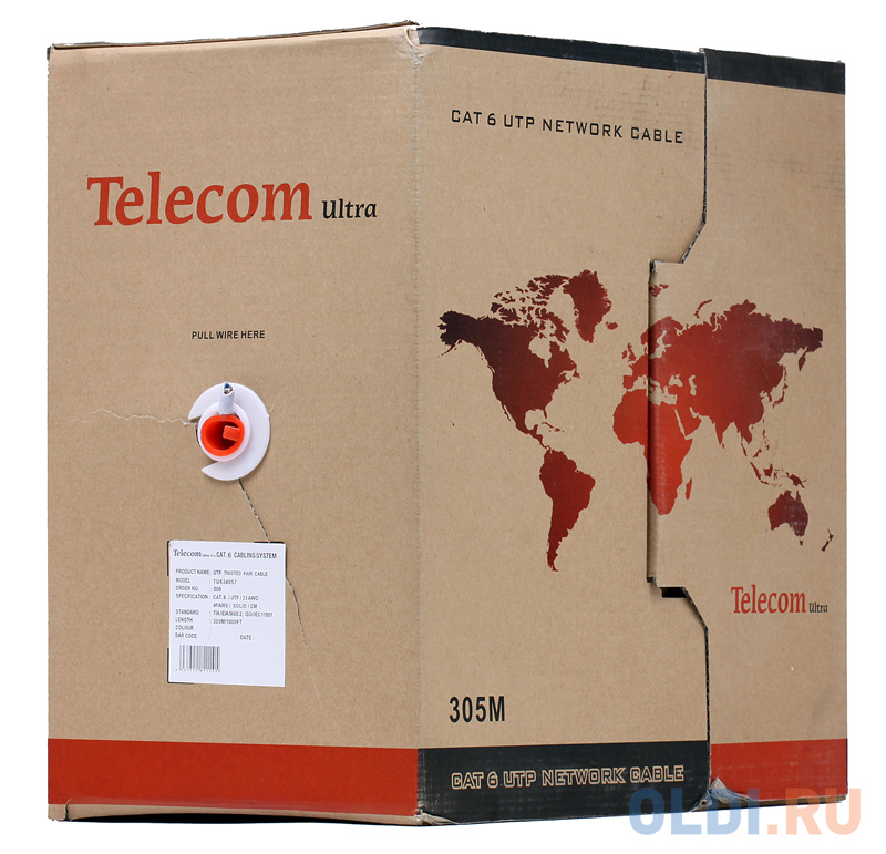 Кабель "Telecom" Ultra Pro (TU634057) UTP 4 пары кат.6 бухта 305м (Омедненный)