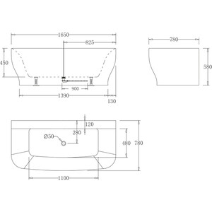 Акриловая ванна BelBagno 165х78 (BB74-1650-W0)