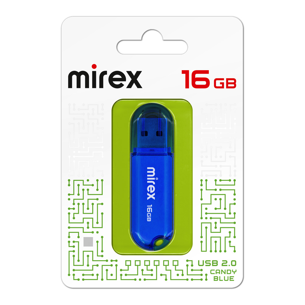 Флешка 16Gb USB 2.0 Mirex Candy 13600-FMUCBU16, синий (13600-FMUCBU16)