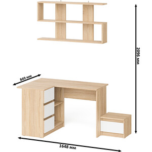 Стол компьютерный СВК Мори МС-16 левый + Тумба ТМП400.1 + Полка 1200, цвет дуб сонома/белый (1027371)