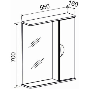 Зеркало-шкаф Emmy Милли 55х70 универсальный, белый (mel55unbel) в Москвe
