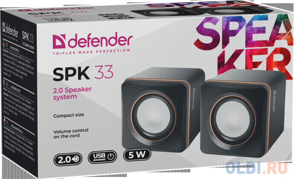 Колонки DEFENDER SPK 33 (2.0 ,5 Вт, питание от USB)