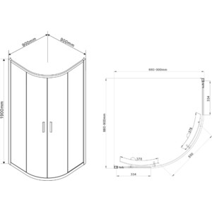 Душевой уголок Vincea Garda VSQ-1G 90x90 прозрачный, черный (VSQ-1G900CLB)