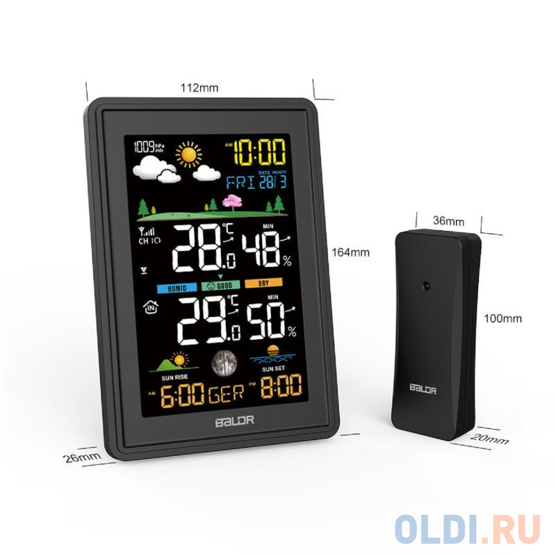 BALDR B0360WST2H2PR-V3-BLACK Беспроводная Метеостанция с функцией отображения давления, черный