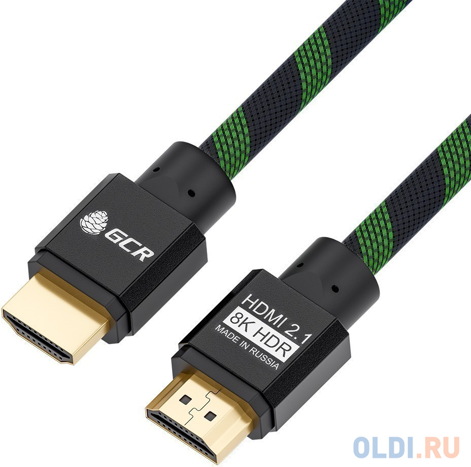 Кабель HDMI 1м Green Connection GCR-51833 круглый черный/зеленый в Москвe