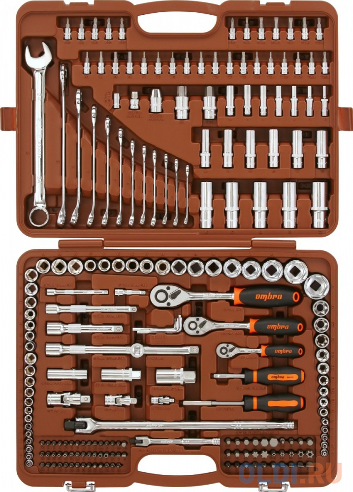 Ombra "OMT216S Набор инструмента универсальный 1/4, 3/8, 1/2DR, 216 предметов" 59084