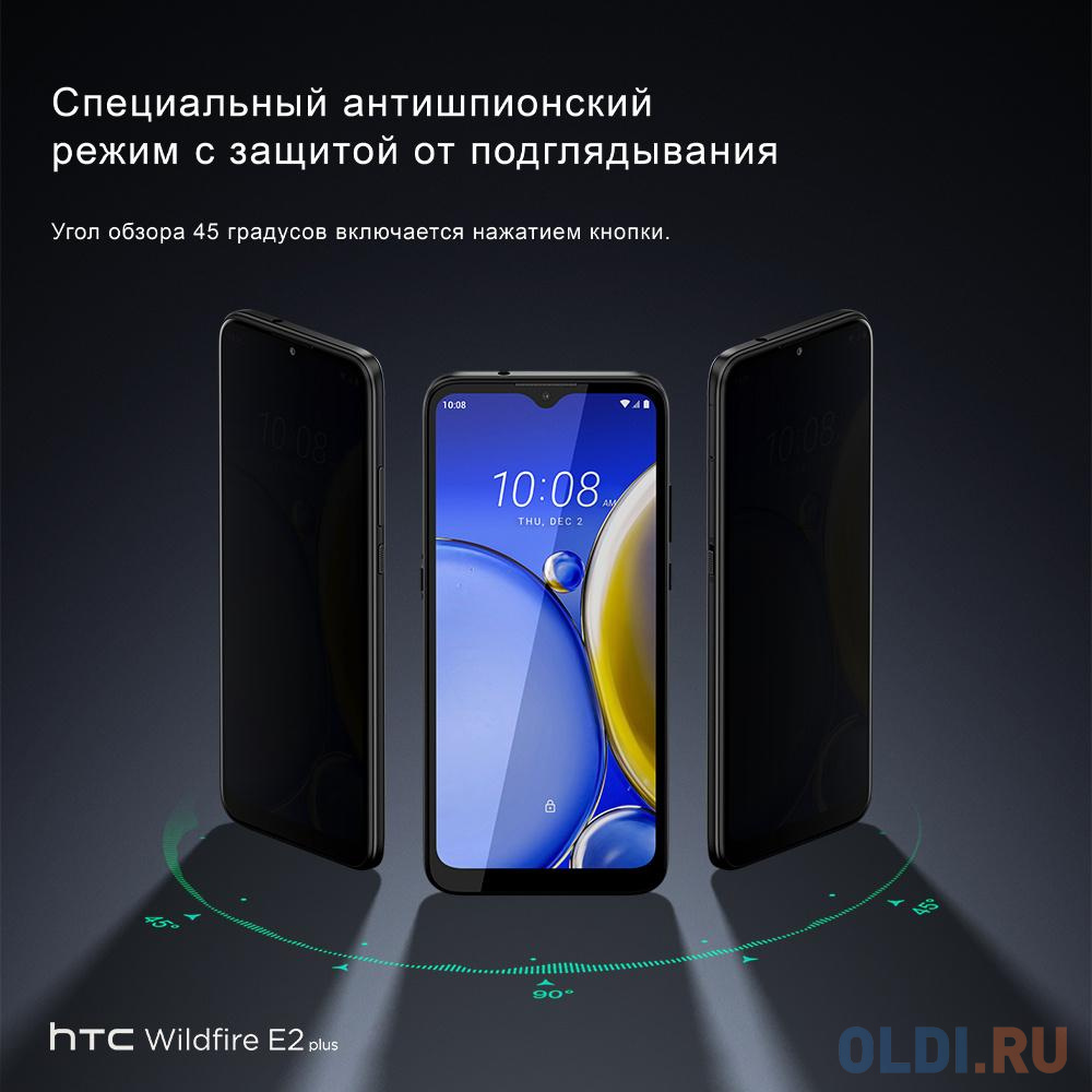 Смартфон HTC Wildfire E2 Plus 64Gb 4Gb черный моноблок 3G 4G 2Sim 6.82" 720x1640 Android 11 13Mpix 802.11 a/b/g/n/ac GPS GSM900/1800 GSM1900 Touc