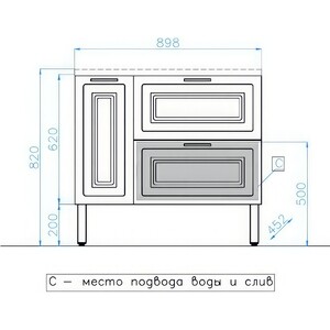 Тумба с раковиной Style line Альба Люкс 90 правая, белая (4650134472912, 2000949234441)