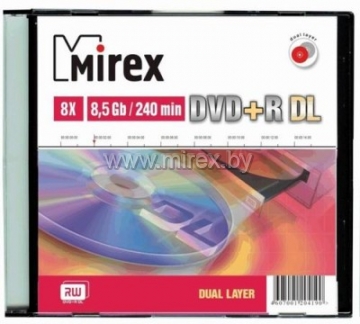 Диск DVD+R 8.5Gb 8x Mirex, Dual Layer, Slim Case