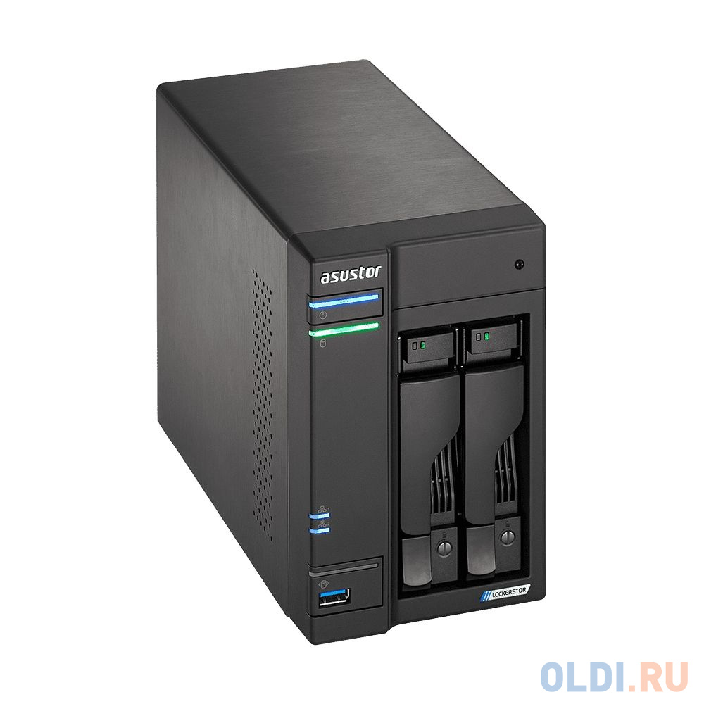 ASUSTOR AS6602T 2-Bay NAS/Media player/Intel Celeron J4125 2.0GHz up to 2.7GHz (Dual-Core ), 4GB SO-DIMM DDR4, noHDD(HDD,SSD),/2x1GbE(LAN)/3xUSB3.2,HD в Москвe