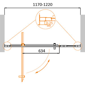 Душевая дверь Cezares Molveno BA-11 120x190 прозрачная, хром (MOLVENO-BA-11-90+30-C-Cr-IV)