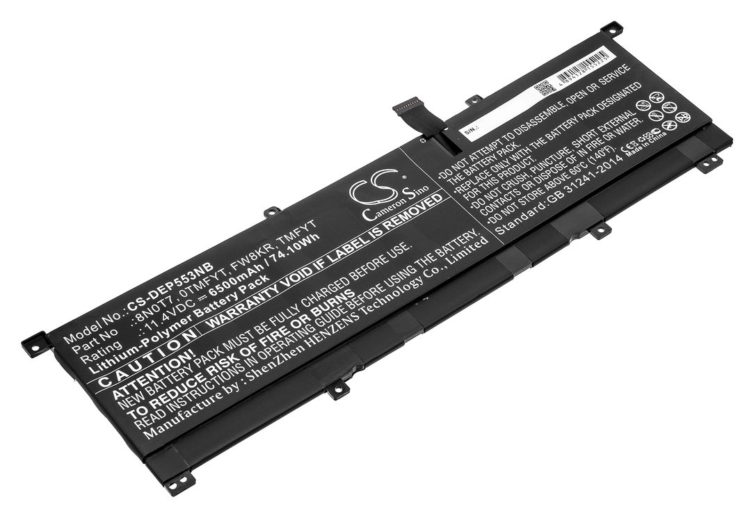 Аккумуляторная батарея CameronSino для Dell Precision 5530 2-in-1, XPS 15-9575, 11.4V, 6500mAh, 74.1Wh, черный (CS-DEP553NB) в Москвe