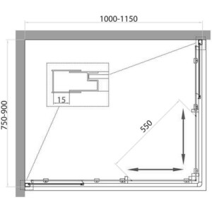 Душевой уголок BelBagno Unique AH-2 115-100х90-75 матовый, хром (UNIQUE-AH-2-100/115-75/90-M-Cr)