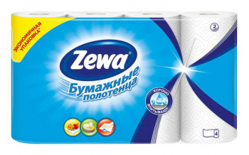 Полотенца бумажные Zewa Everyday, слоев: 2, листов 56 шт., длина 15 м, белый, 4 шт. (144099)