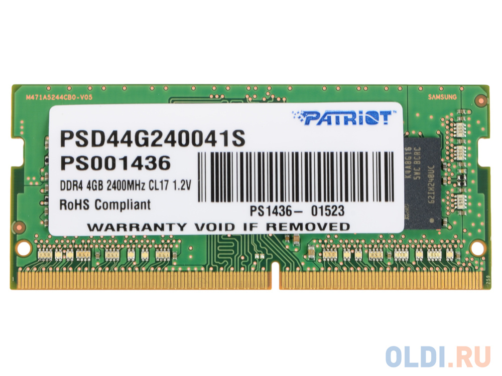 Оперативная память — Patriot PSD44G240041S SO-DIMM 4Gb DDR4 2400MHz в Москвe