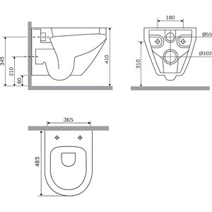 Комплект унитаза Am.Pm Spirit 2.0 с инсталляцией Grohe, клавиша хром, сиденье микролифт (C701700WH, C707857WH, 38775001) в Москвe