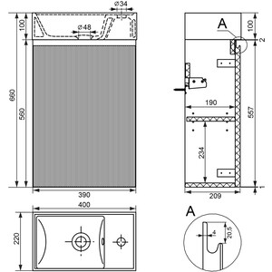 Тумба с раковиной Wellsee WC Area 40х22 подвесная, смеситель справа, матовая синяя (221804001) в Москвe