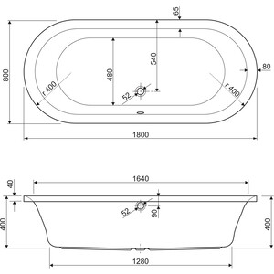 Акриловая ванна Cezares Metauro Central 180х80 (METAURO-Central-180-80-40-W37) в Москвe