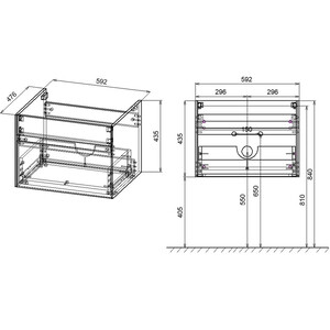 Тумба с раковиной Vincea Chiara 60х48 G.Stone, белая раковина (VMC-2C600GS, VCB-13600W)