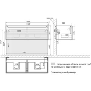 Тумба с раковиной Lemark Buno mini 125х45 белый глянец (LM05BM125T, 641938)