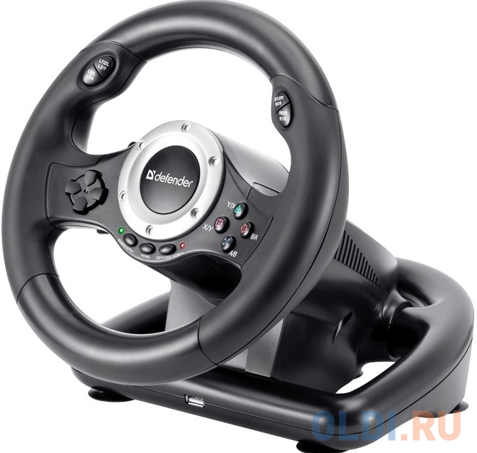 Игровой руль DEFENDER TURBO PRO (USB, вибрация, 10 кнопок, 8-позиционный переключатель, два подрулевых переключателя) в Москвe