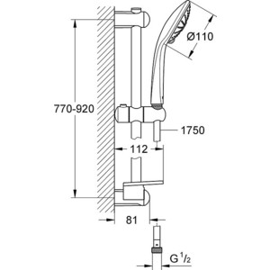 Душевой гарнитур Grohe Euphoria Massage с полочкой, 90 см, хром (27226001)