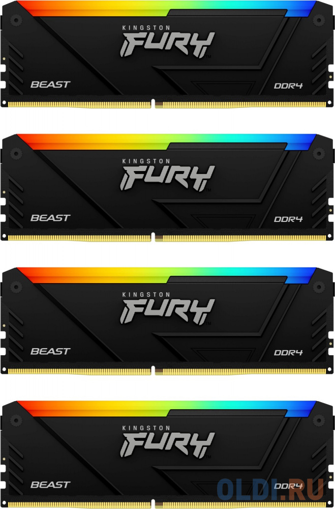 Память оперативная/ Kingston 64GB 3600MT/s DDR4 CL18 DIMM (Kit of 4) FURY Beast RGB