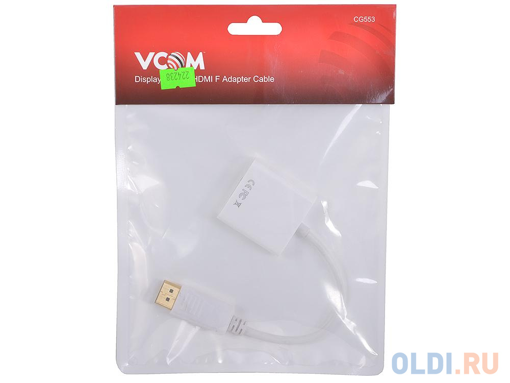 Кабель-переходник DisplayPort(M) --- HDMI(F) 0.1m VCOM <CG553 в Москвe