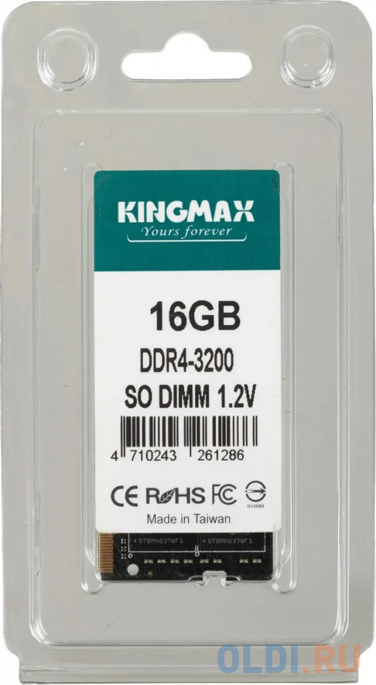 Память DDR4 16Gb 3200MHz Kingmax KM-SD4-3200-16GS RTL PC4-25600 CL22 SO-DIMM 260-pin 1.2В dual rank Ret