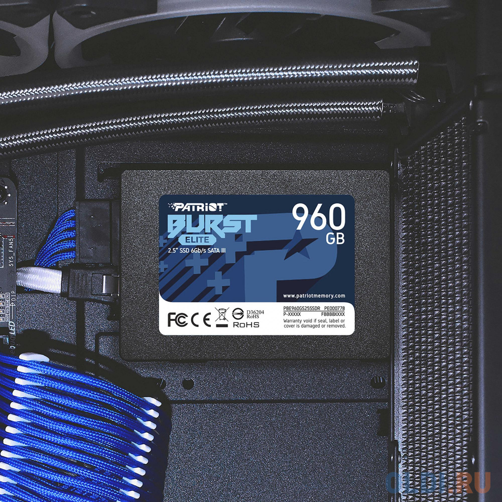 Твердотельный накопитель SSD 2.5" Patriot 960GB Burst Elite <PBE960GS25SSDR> (SATA3, up to 450/320Mbs, 800TBW, 7mm)