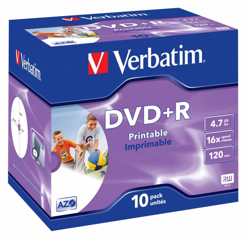 Диск DVD+R Verbatim 4.7Gb 16x (jewel case 10шт) (43508)